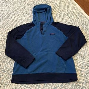 Patagonia Hooded Snap T Blue Kangaroo Fleece Hoodie Sweatshirt Mens Sz Medium.